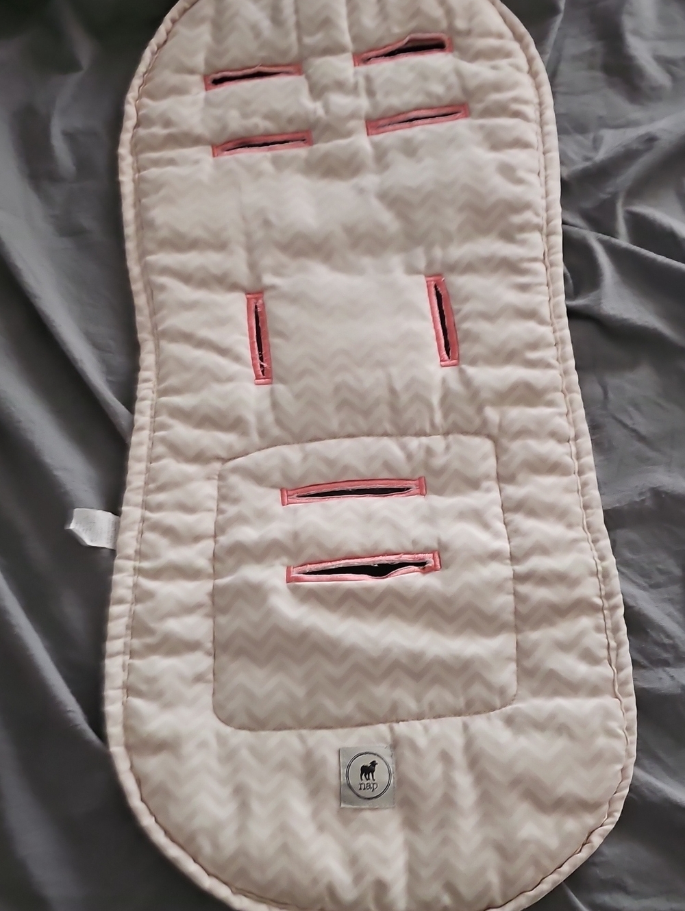 Quilted Baby Stroller Liner - Pink Trim Chevron Nap